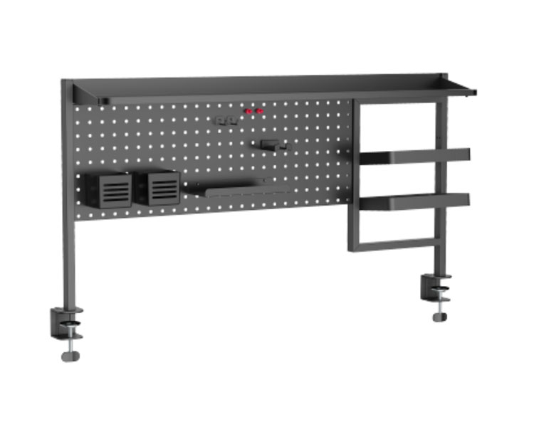 Desktop Storage: Vertex VX-PB-01B Clamp-On Multi-Purpose Pegboard Organizer Shelf (for 1200mm Desktops) Black